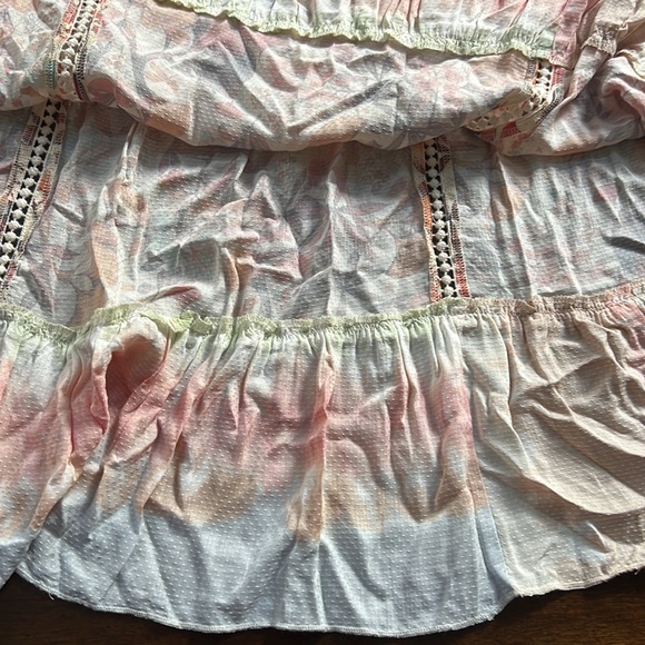 John Mark Plus Size Mixed Print Crochet Trim Square Neck 3/4 Cuff Sleeve - Picture 9 of 14